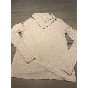 Cabi Oatmeal Sawyer Top Cream Cowl Neck Long Sleeve 3226 Sz Medium Heathered